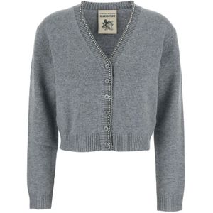 Semicouture - Luxe Grijze Wol Kasjmier Vest - Dames - Cardigan