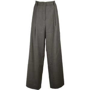 Weekend Max Mara, Dames, Broeken, Bruin, Maat: L Wol,