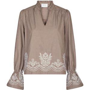 Neo Noir, Dames, Blouses & Shirts, Bruin, Maat: S