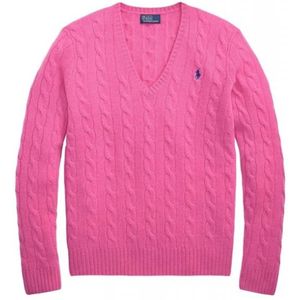 Polo Ralph Lauren - Gebreide Trui - Lichtroze - V-hals - Lange Mouw