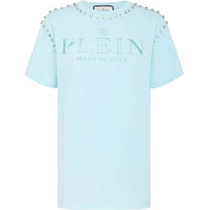 Philipp Plein, Dames, Tops, Blauw, Maat: XS Katoen,