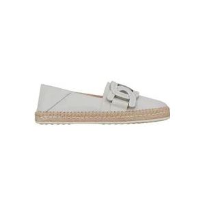 Tod's Witte Leren Slip-Ons met Kettingdetail , White , Dames , Maat: 38 1/2 EU