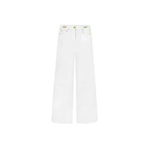 Versace Witte Denim Flared Jeans met Medusa Head , White , Dames , Maat: W27