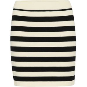 Gestuz - Kokerrok - Zwart-Ivoor - Stretch Stof - Horizontale Strepen