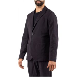 Herno - Seersucker Blazer - Blauw - Polyester - Regular Fit