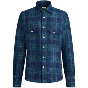 Kiton, Heren, Overhemden, Blauw, Maat: XL Wol,