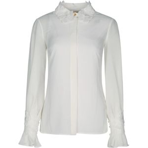 Elisabetta Franchi, Dames, Blouses & Shirts, Wit, Maat: XS Poliester,