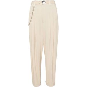 High, Dames, Broeken, Beige, Maat: XS Satijn,