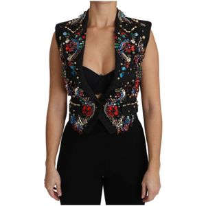 Dolce & Gabbana - Siciliaanse Vestgilet - Zwart - Met Veelkleurige Kristallen