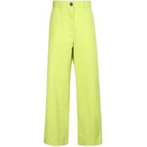 Msgm, Dames, Broeken, Groen, Maat: 2XS Linnen,