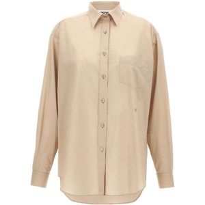 Moschino, Dames, Blouses & Shirts, Beige, Maat: XS Katoen,