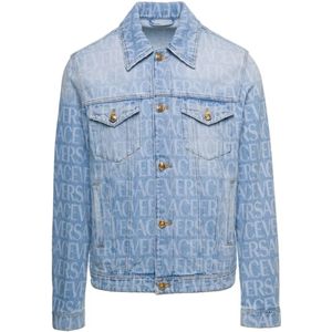 Versace, Heren, Jassen, Blauw, Maat: M Denim,