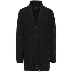 Philipp Plein - Lambswool Cardigan Skull & Bones - Vest - Zwart