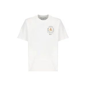 Casablanca Witte Katoenen T-shirt met Contrasterende Print , White , Heren , Maat: XL
