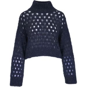 Brunello Cucinelli, Dames, Truien, Blauw, Maat: S Wol,