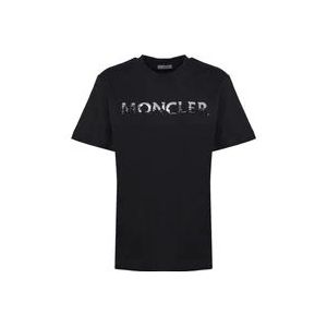 Moncler Zwarte Katoenen T-shirts en Polos , Black , Dames , Maat: S