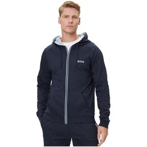 BOSS - Hoodie - Blauw - Katoen - Regular Fit Met Capuchon
