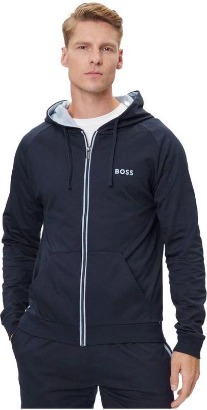 BOSS - Hoodie - Blauw - Katoen - Regular Fit Met Capuchon