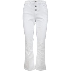Liu Jo - Jeans - Wit - Dames - Bootcut - Met Knopen en Zilveren Details