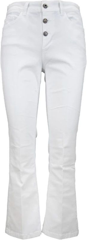 Liu Jo - Jeans - Wit - Dames - Bootcut - Met Knopen en Zilveren Details