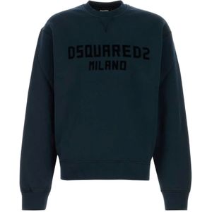 Dsquared2, Heren, Sweatshirts & Hoodies, Blauw, Maat: L Katoen,