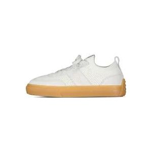 Tod's Leren Sneakers met Gebreide Inzetstukken , White , Heren , Maat: 40 1/2 EU