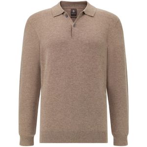 Boggi Milano - Cashmere Blend Crew Neck Polo - Beige - Heren - Lange Mouwen