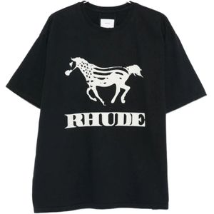 Rhude, Heren, Tops, Zwart, Maat: M Katoen,