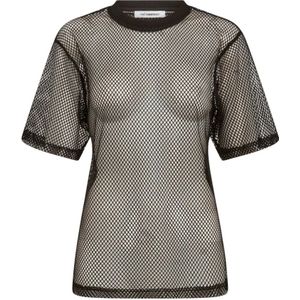 Co'Couture - Nellycc Net Oversize Tee - Top - Zwart - 95% Polyester, 5% Spandex