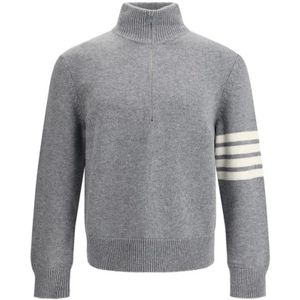 Thom Browne, Heren, Truien, Grijs, Maat: M Fleece,