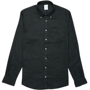Brooks Brothers, Heren, Overhemden, Zwart, Maat: M Linnen,