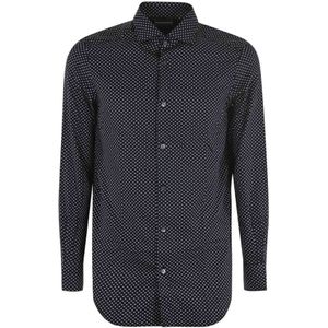 Emporio Armani, Heren, Overhemden, Blauw, Maat: M Katoen,