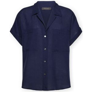 Elena Mirò, Dames, Blouses & Shirts, Blauw, Maat: M Linnen,