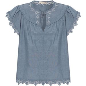 Ulla Johnson, Dames, Blouses & Shirts, Blauw, Maat: 2XS