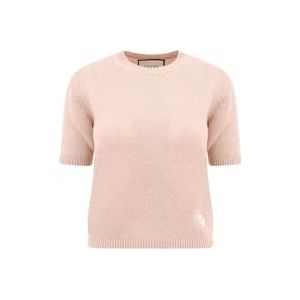 Gucci Cashmere GG Logo Sweater , Pink , Dames , Maat: L