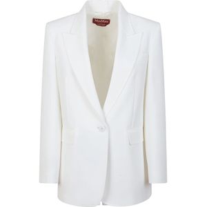 Max Mara Studio, Dames, Jassen, Wit, Maat: S Leer,