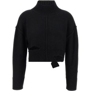 MM6 Maison Margiela, Dames, Truien, Zwart, Maat: M Acryl,