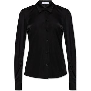 Helmut Lang, Dames, Blouses & Shirts, Zwart, Maat: S Leer,