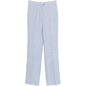 Etro, Dames, Broeken, Blauw, Maat: M Linnen,