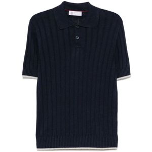Brunello Cucinelli, Heren, Tops, Blauw, Maat: M Katoen,