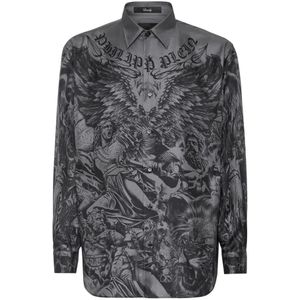 Philipp Plein, Heren, Overhemden, Zwart, Maat: 3XL Zijde,