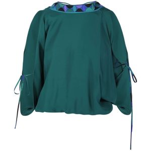 Pucci, Dames, Blouses & Shirts, Groen, Maat: 2XS Viscose,