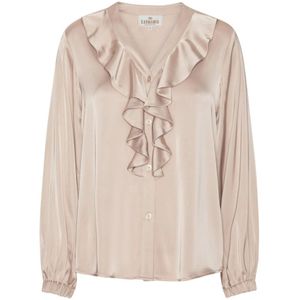 Karmamia, Dames, Blouses & Shirts, Beige, Maat: XS Poliester,