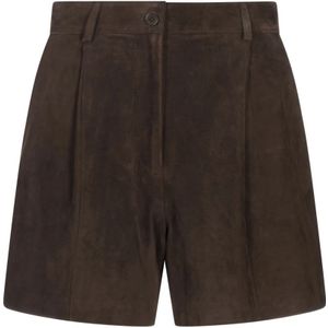 P.a.r.o.s.h., Dames, Korte broeken, Bruin, Maat: S Leer,