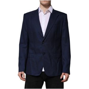 Dolce & Gabbana, Heren, Jassen, Blauw, Maat: 2XL Wol,