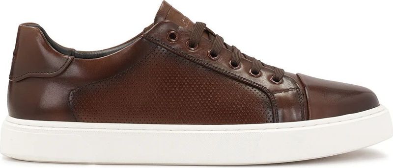 Kazar - Bruine Casual Sneakers - Heren - Leer - Met Perforaties