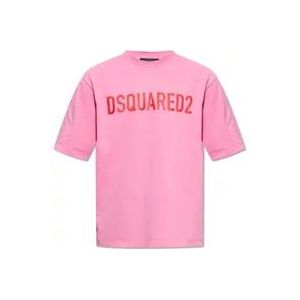 Dsquared2 T-shirt met logo , Pink , Heren , Maat: XL