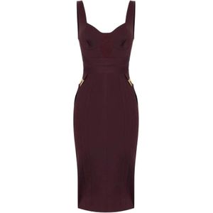 Elisabetta Franchi, Dames, Jurken, Bruin, Maat: XS Polyamide,