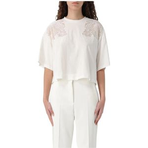 Elisabetta Franchi, Dames, Blouses & Shirts, Wit, Maat: 2XL