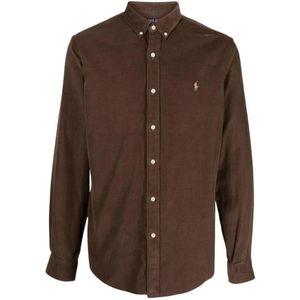 Polo Ralph Lauren, Heren, Overhemden, Bruin, Maat: S Katoen,